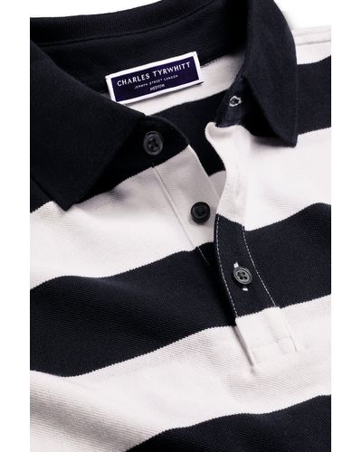 Charles Tyrwhitt Solid Short Sleeve Cotton Tyrwhitt Pique Polo - Blue
