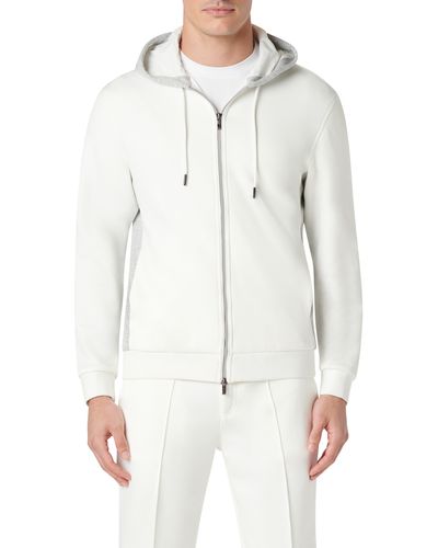 Bugatchi Full Zip Hoodie Jacket - White