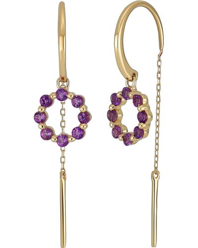 Bony Levy 14k Gold Amethyst Threader Earrings - Multicolor