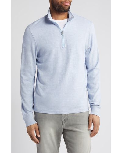 Faherty Sunwashed Quarter Zip Pullover - Blue