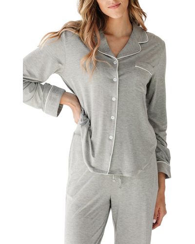 Cozy Earth Long Sleeve Knit Pajamas - Gray