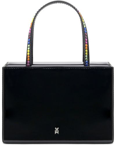 AMINA MUADDI Gilda Rainbow Crystal Leather Top Handle Bag - Black