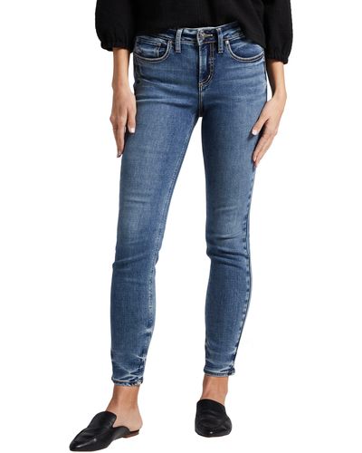 Silver Jeans Co. Suki Mid Rise Skinny Jeans - Blue