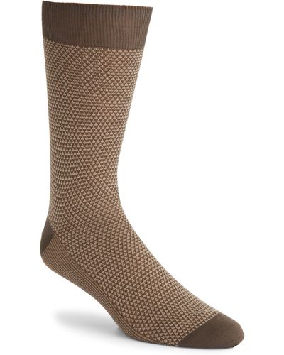 Canali Micropattern Cotton Dress Socks - Brown