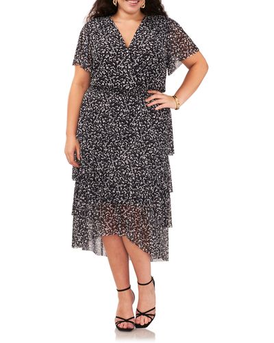 Vince Camuto Floral Tiered Dress - Black