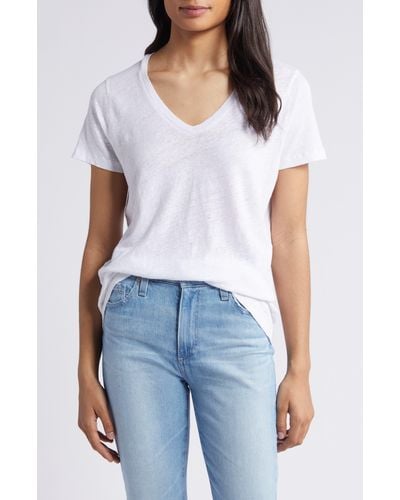 Vineyard Vines V-neck Linen T-shirt - White