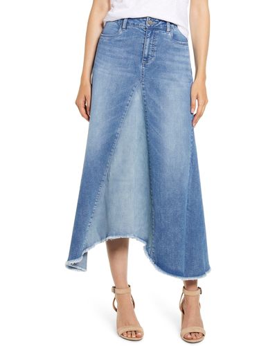 Wash Lab Denim Pieced Denim Midi Skirt - Blue
