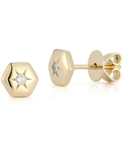Dana Rebecca Cynthia Rose Diamond Starburst Hexagon Stud Earrings - White