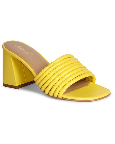 Saint G. Bethany Block Heel Slide Sandal - Yellow