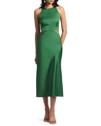 Sachin & Babi Drew Lace Cutout Satin Crepe Dress - Green