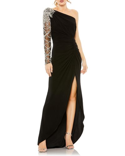 Mac Duggal Embellished One-shoulder Gown - Black