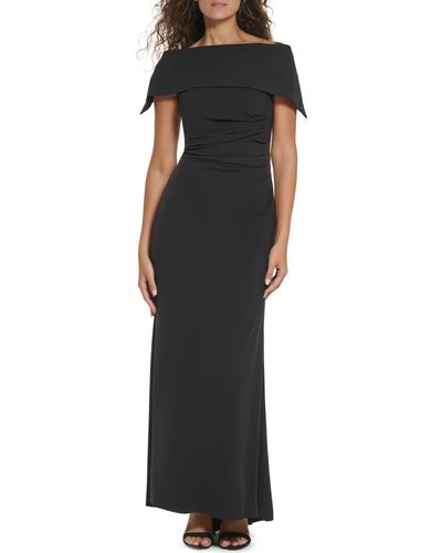 Vince Camuto Ruched Off The Shoulder Gown - Black