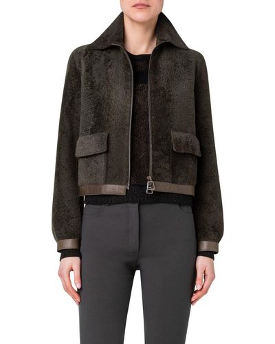 Akris Genuine Shearling & Lambskin Leather Jacket - Black