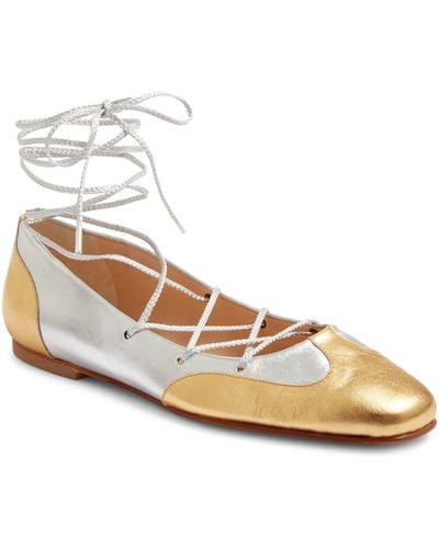 Molly Goddard Helena Two-tone Lace-up Ballet Flat - White