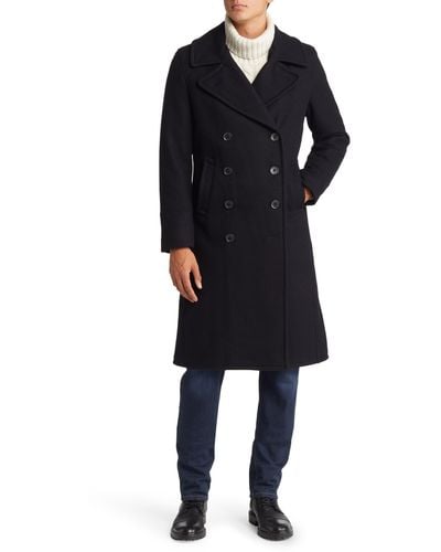 Schott Nyc Wool Blend Officer's Coat - Black