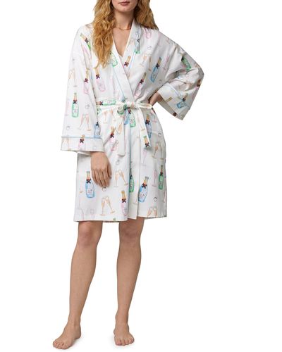 Bedhead Just Married Print Organic Cotton Jersey Robe - White
