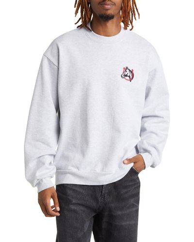 One Of These Days Horse Shoe Embroidered Sweatshirt - White