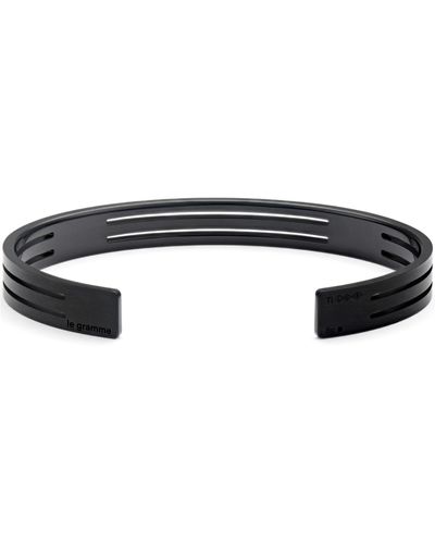 Le Gramme 8g Punched Titanium Ribbon Cuff Bracelet - Black