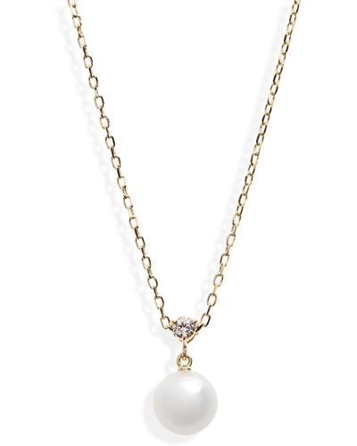 Mikimoto Classic Diamond & Akoya Pearl Pendant Necklace - Blue