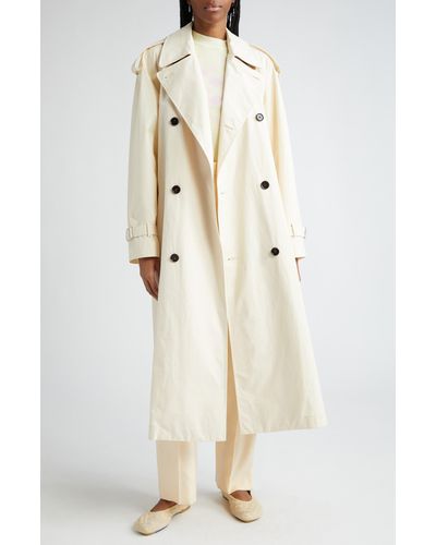 Burberry Oversize Belted Water Resistant Gabardine Trench Coat - Natural