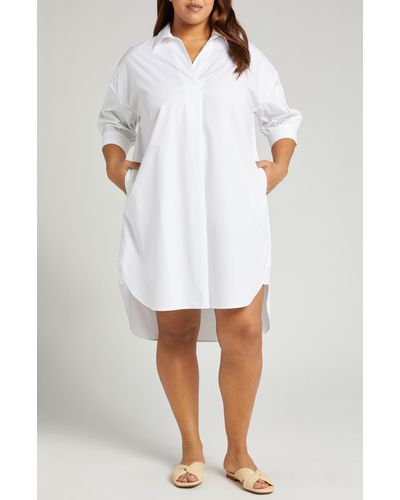 Nordstrom Oversize Cotton Poplin Dress - White