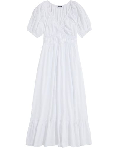 Vineyard Vines Marina Puff Sleeve Stretch Cotton Poplin Dress - White