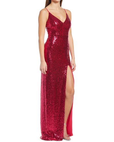 l`n`l Allover Sequin Gown - Red