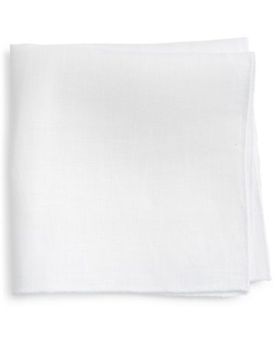 CLIFTON WILSON Linen Pocket Square - White