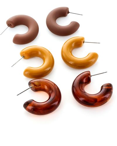 Panacea Set Of 3 Resin Hoop Earrings - Orange