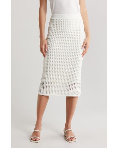 Vince Camuto Open Stitch Sweater Skirt - White