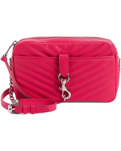 Rebecca Minkoff Edie Top Zip Leather Crossbody Bag - Red