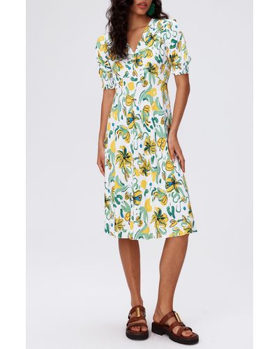 Diane von Furstenberg Jemma Floral Short Sleeve Dress - Multicolor
