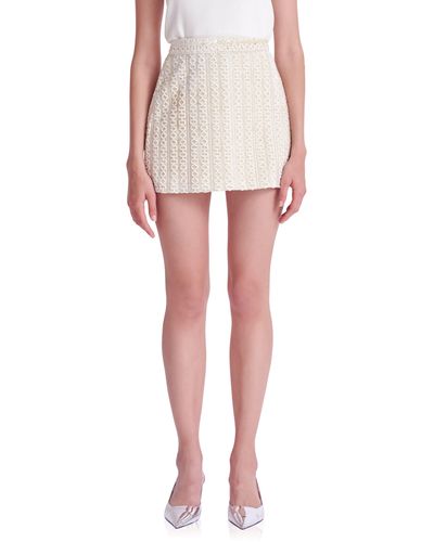 English Factory Velvet Embellished Miniskirt - White