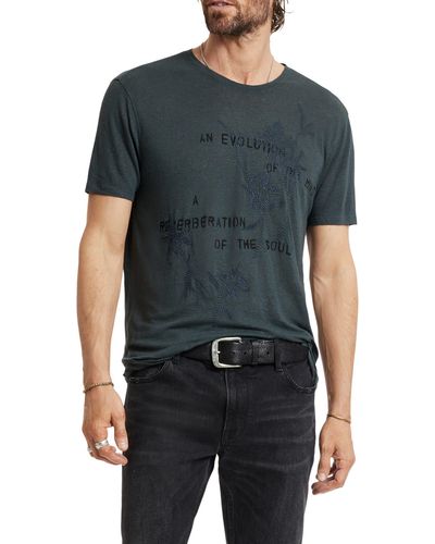 John Varvatos Evolution Linen Blend Graphic T-shirt - Black