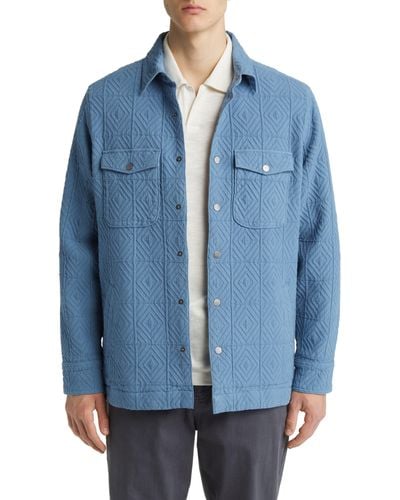 Treasure & Bond Jacquard Cotton Snap-up Shirt Jacket - Blue