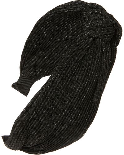 Tasha Sparkle Pleat Knotted Headband - Black