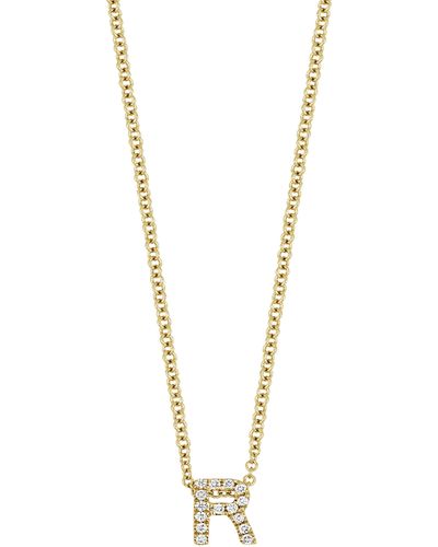 Bony Levy 18k Gold Pavé Diamond Initial Pendant Necklace - Metallic