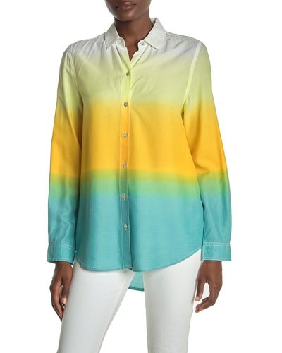 Beach Lunch Lounge Chalanna Dip Dye Long Sleeve Shirt - Yellow
