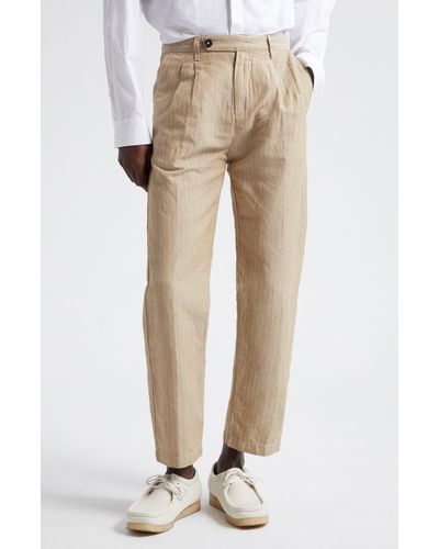 Massimo Alba Strall02 Double Pleat Linen & Cotton Pants - Natural