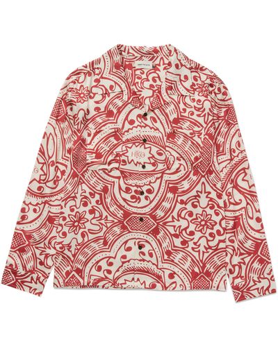 Honor The Gift Print Button-up Shirt - Red