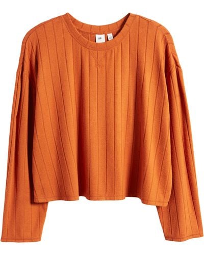 BP. Cozy Rib Oversize Pajama Top - Orange