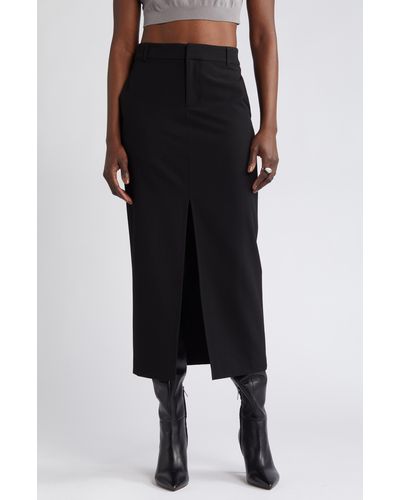 Open Edit Suited Midi Column Skirt - Black