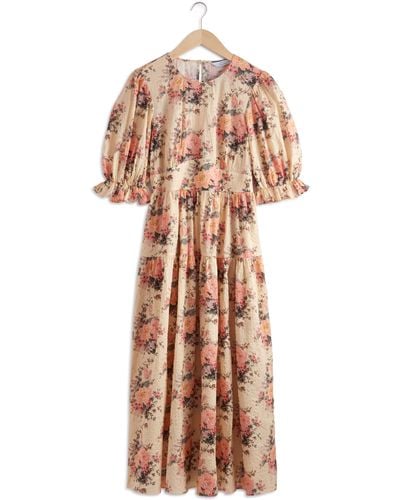 & Other Stories & Floral Print Dress - Natural