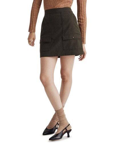 Madewell Wool-blend Cargo Mini Skirt - Black