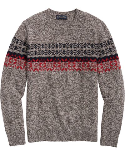 Brooks Brothers ragg Snowflake Wool Crewneck Sweater - Gray