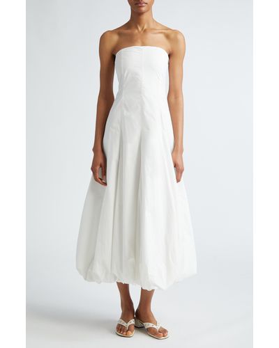 Paloma Wool Globo Strapless Bubble Hem Midi Dress - White