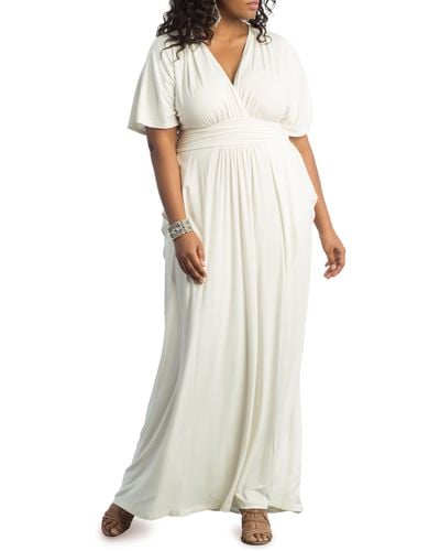 Kiyonna Indie V-neck Fit & Flare Dress - White
