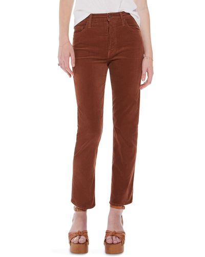 Mother The Tomcat Ankle Straight Leg Corduroy Pants - Brown