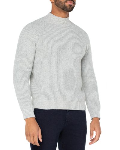 Liverpool Los Angeles Shaker Stitch Mock Neck Sweater - Gray