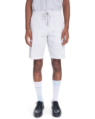 Thom Browne Stripe Seersucker Board Shorts - White